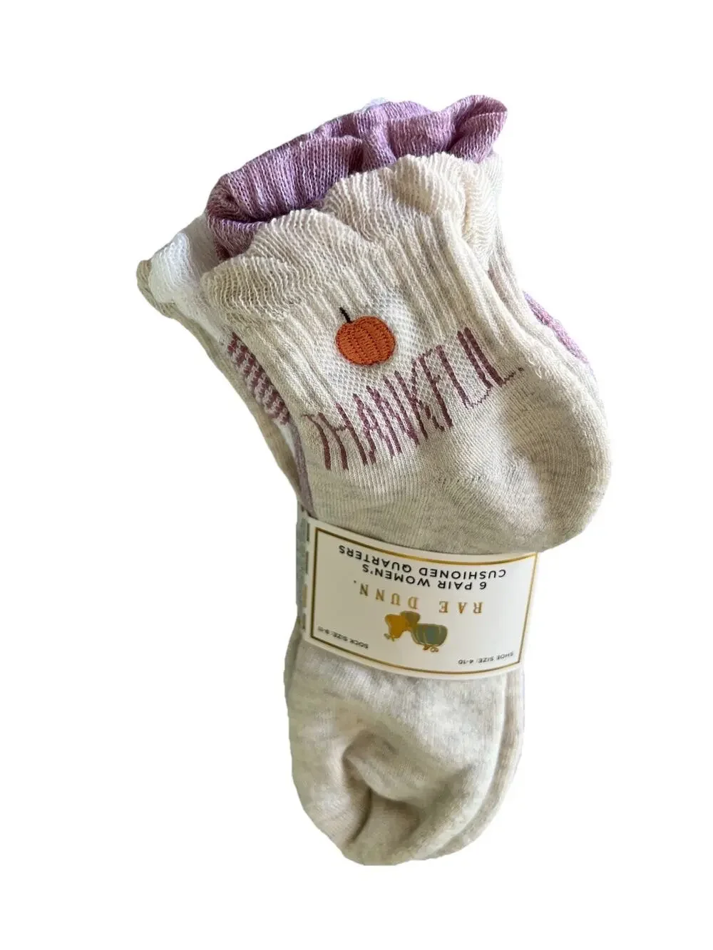 Rae Dunn 6 Pair Women's Cushioned Low Cuts Socks Fall Cozy Sock Size 9-11 NWT